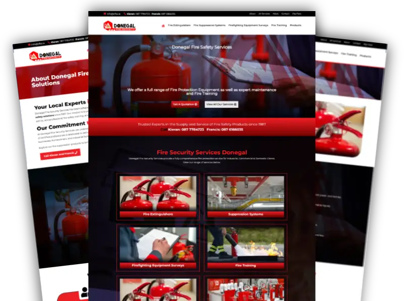 donegal-fire-safety-services-allpages-mockup Predictions 2025 How the Web Will Change Text Over Image of Hands Holding Tablet and Gadgets with MEANit logo.