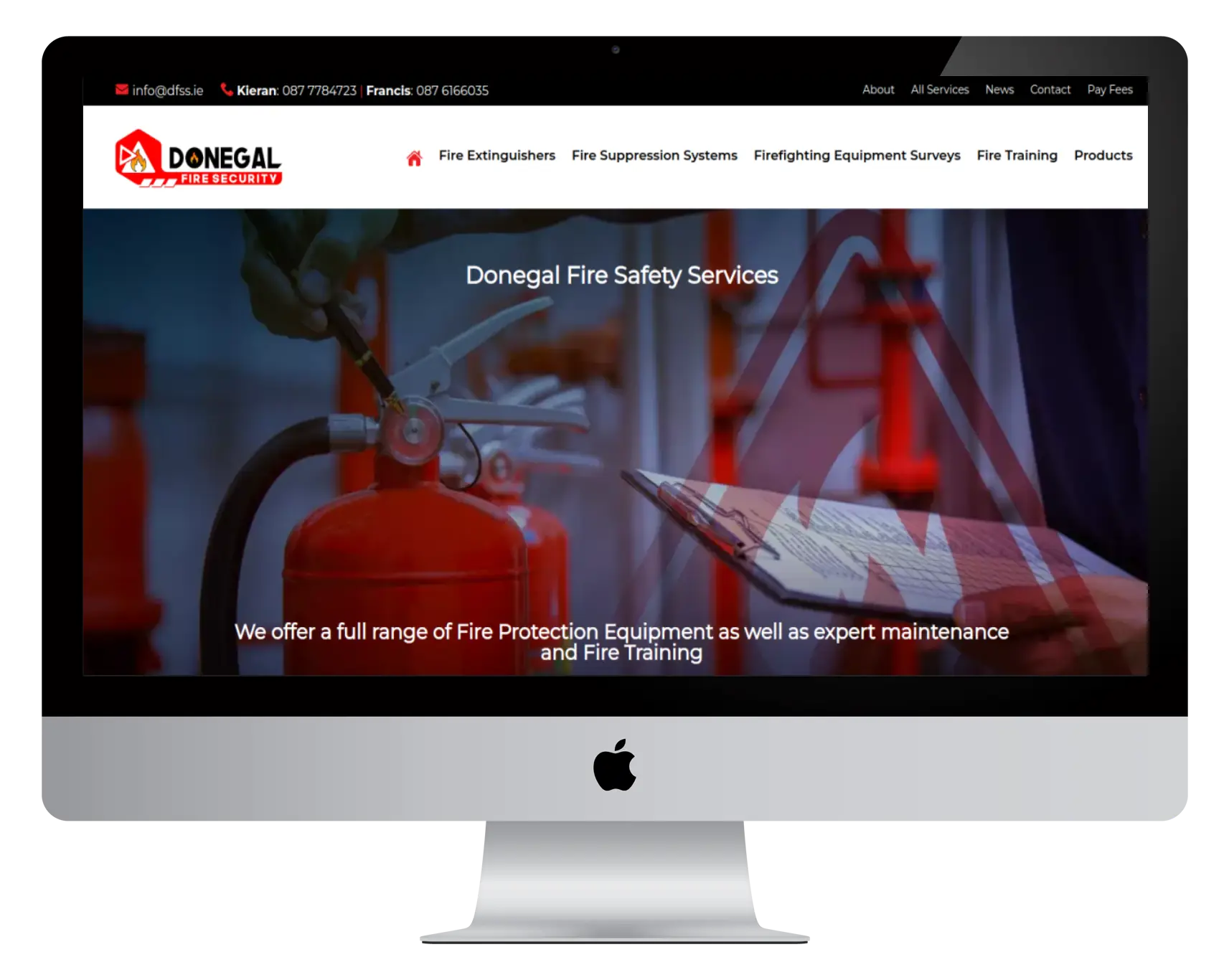 donegal-fire-safety-services-desktop Predictions 2025 How the Web Will Change Text Over Image of Hands Holding Tablet and Gadgets with MEANit logo.